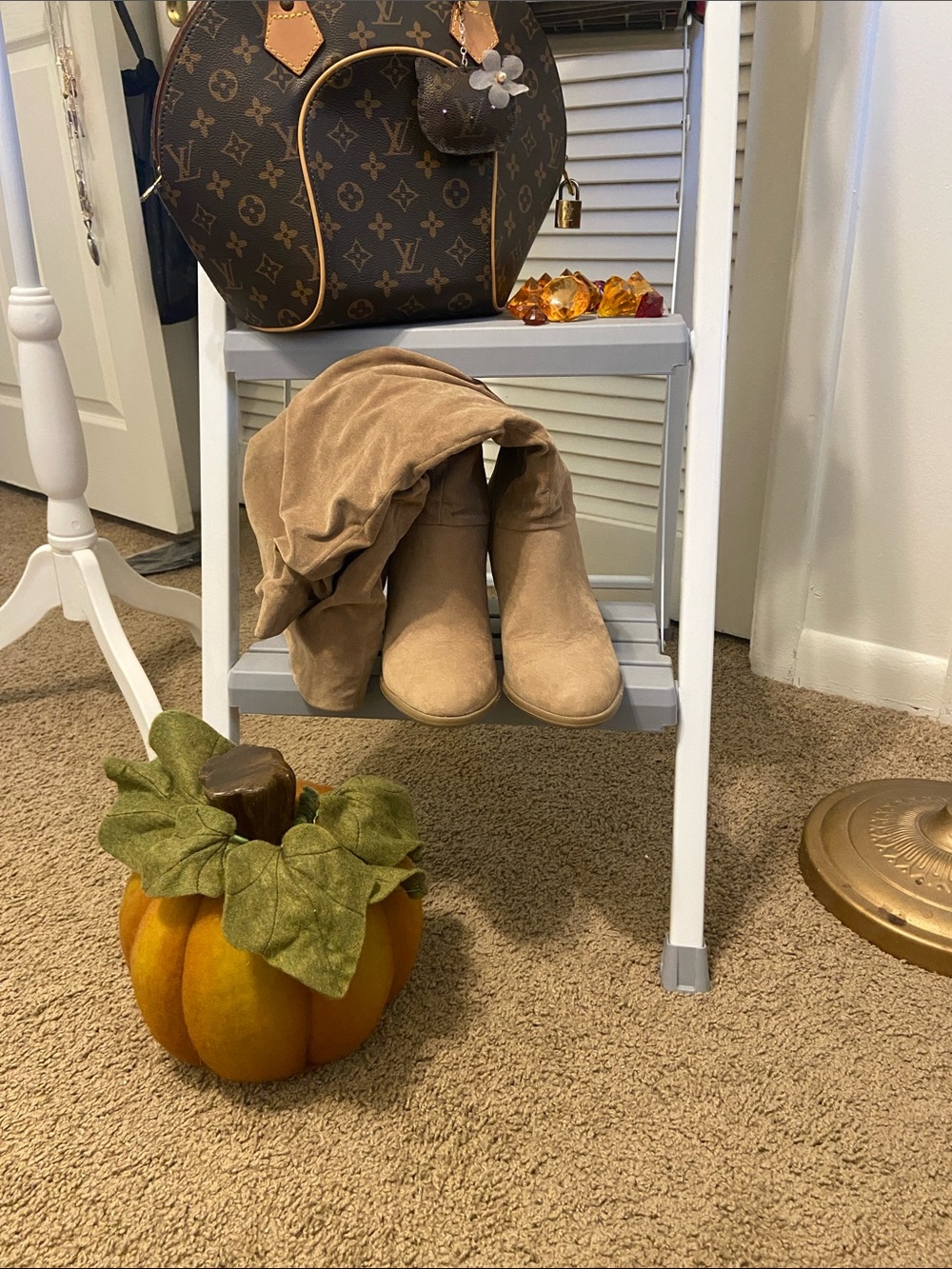 a new day Tan Suede Knee-High Heeled Boots